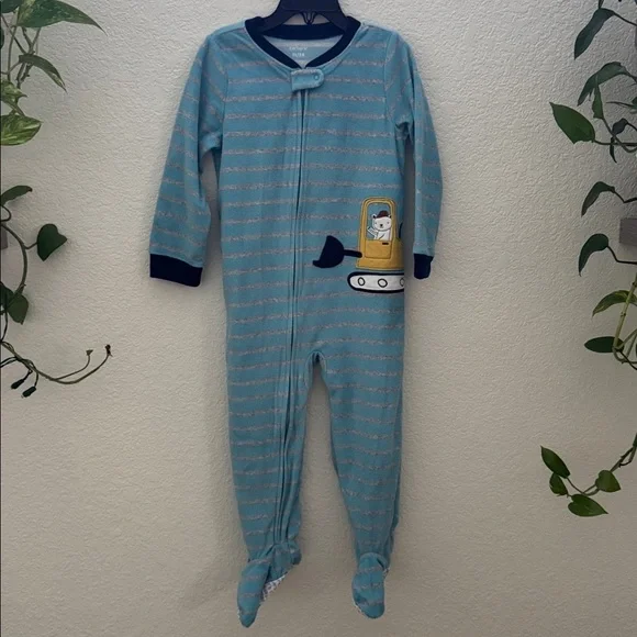 Carter’s Boys Pajamas 2-Pack Size 3T Footed Sleepers Trucks & Stripes - Picture 7 of 12